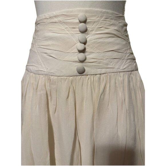 Italian Silk Skirt Lined Beaded Silk Covered Buttons Venice Chic Whimsical Fairy - Picture 3 of 10